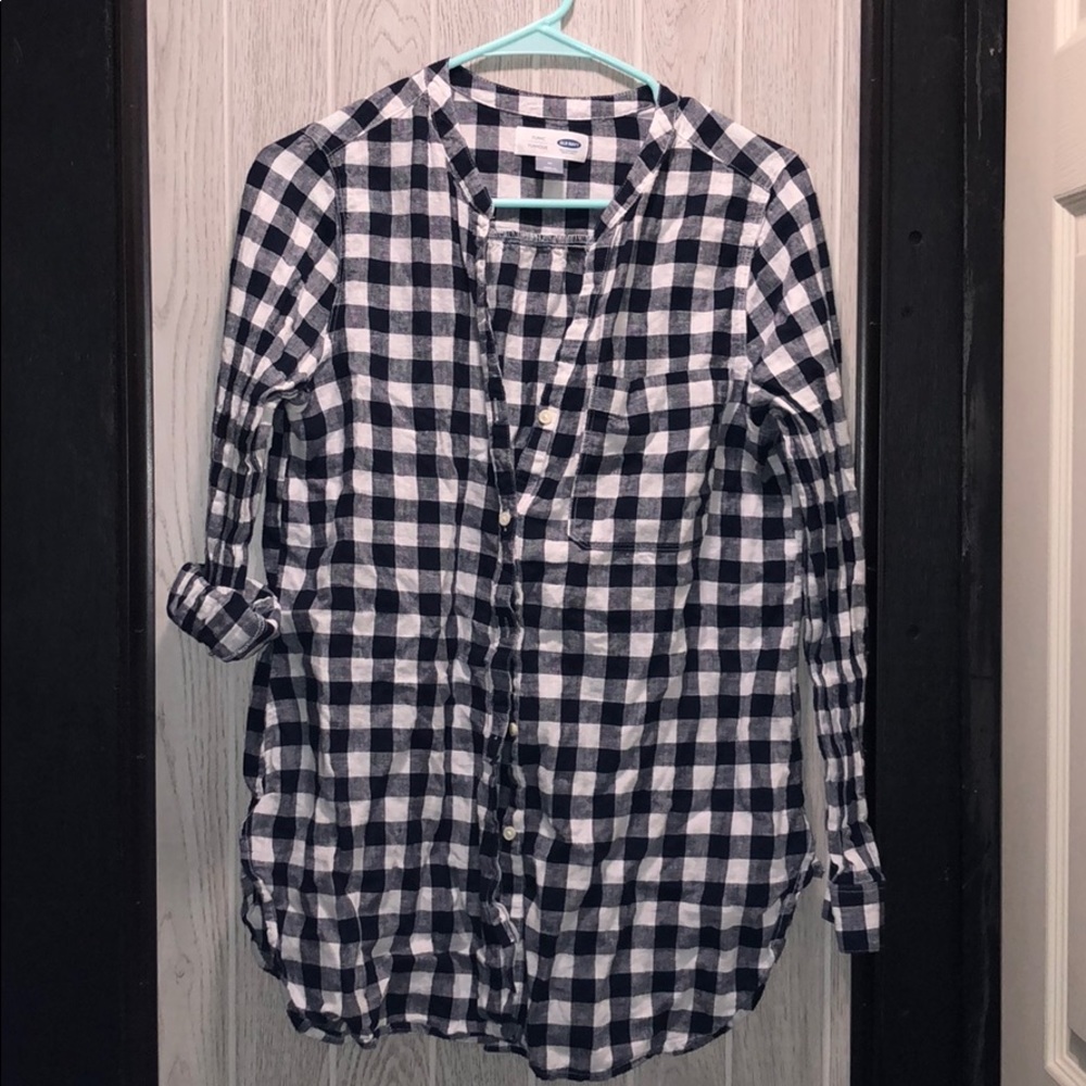 Navy/white plaid tunic